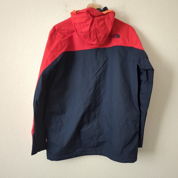 The North Face Boys Shell Hooded Waterproof Jacket Red Blue XL 18 20 - Picture 2 of 7